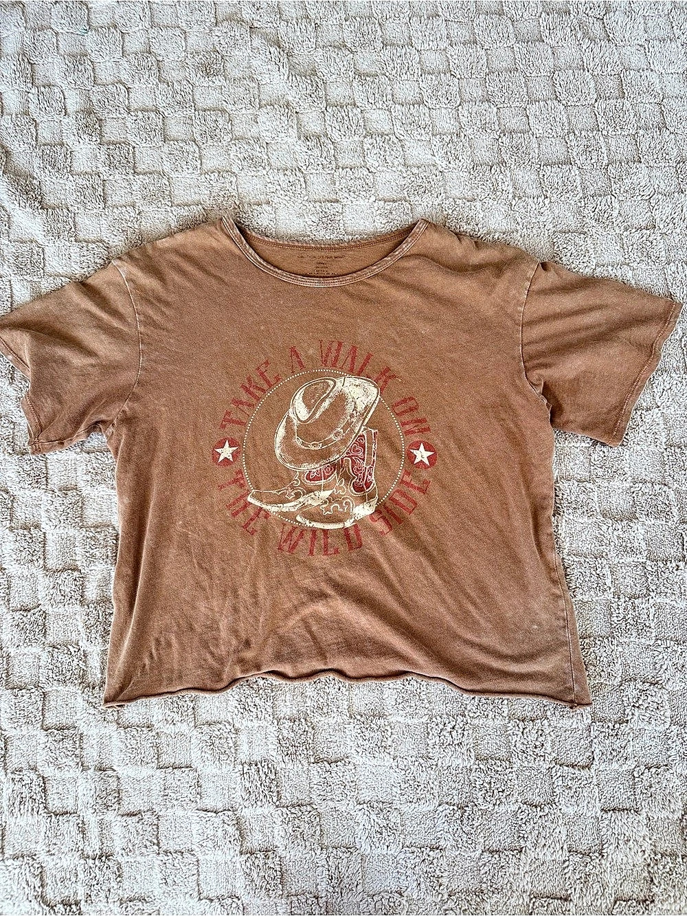 Caution to the Wind Western Cowboy Graphic Tee Brown Women’s Small